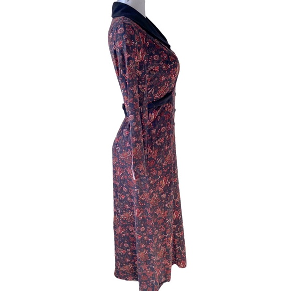 Floral Midi Dress Prairie Peasant Modest Long Sleeve Vintage Grannycore Rosette - Picture 6 of 11